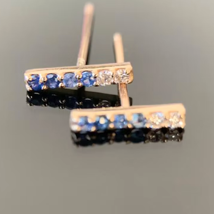 Ombre Sapphire Bar Studs