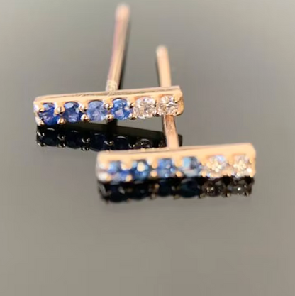 Ombre Sapphire Bar Studs