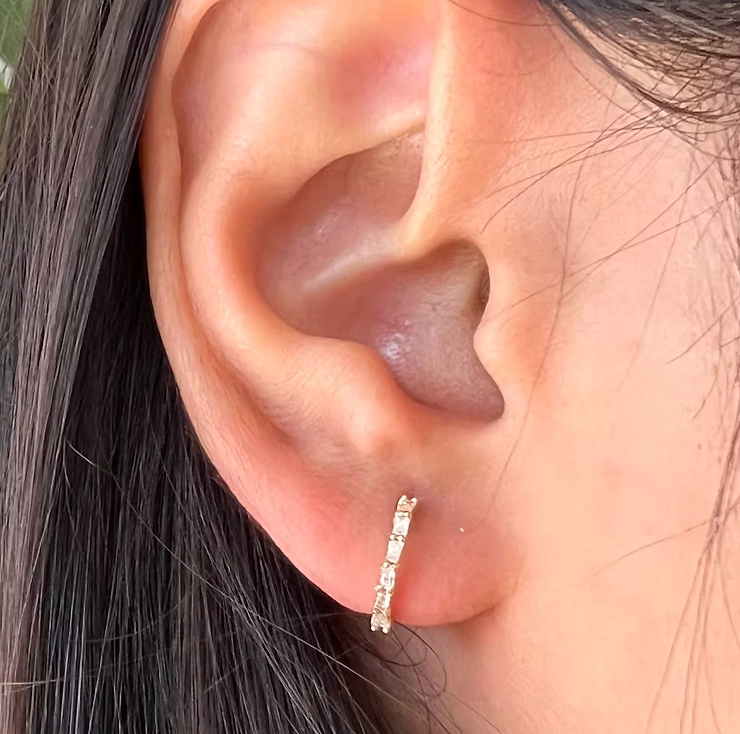 5 Diamond Baguette Hoops