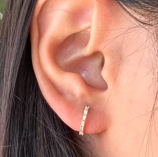 5 Diamond Baguette Hoops