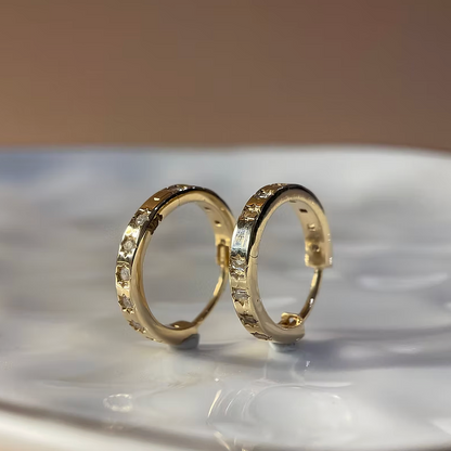 Inlaid Diamond Eternity Hoops