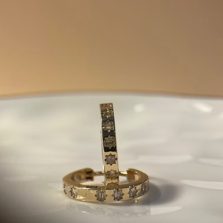 Inlaid Diamond Eternity Hoops