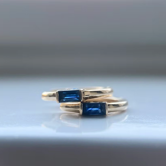 Sapphire Baguette Hoops