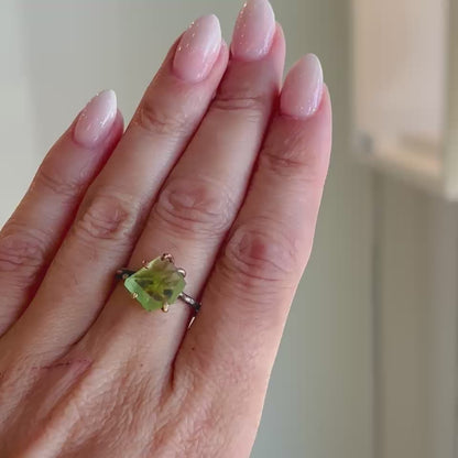 Raw Peridot Medium Stone Ring