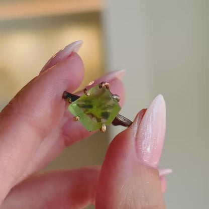 Raw Peridot Medium Stone Ring