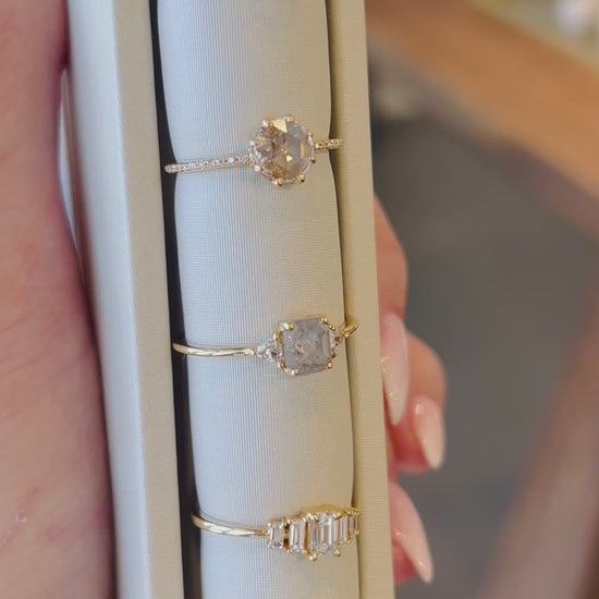 Evelina Rose Cute Diamond Engagement Ring W/ Pave Diamonds | VALE JEWELRY | Surefire Fine Jewelry | 14K Gold 