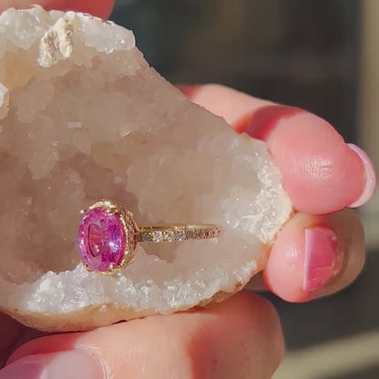 Pink Oval Sapphire Ring | SUREFIRE FINE JEWELRY | 14K Gold