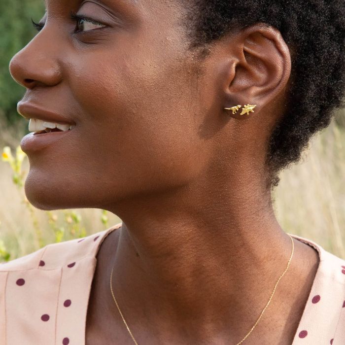 Teeny Tiny Stegosaurus Stud Earrings