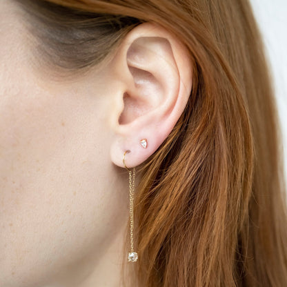 Rose Cut Diamond Threader Earrings