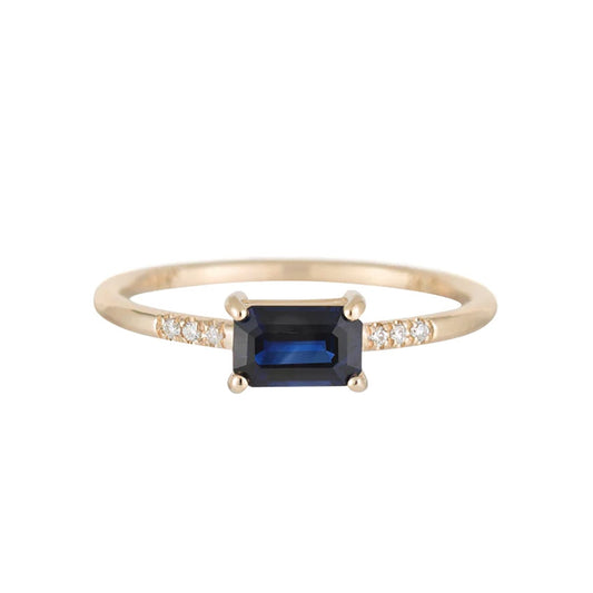East West Blue Sapphire Equilibrium Ring