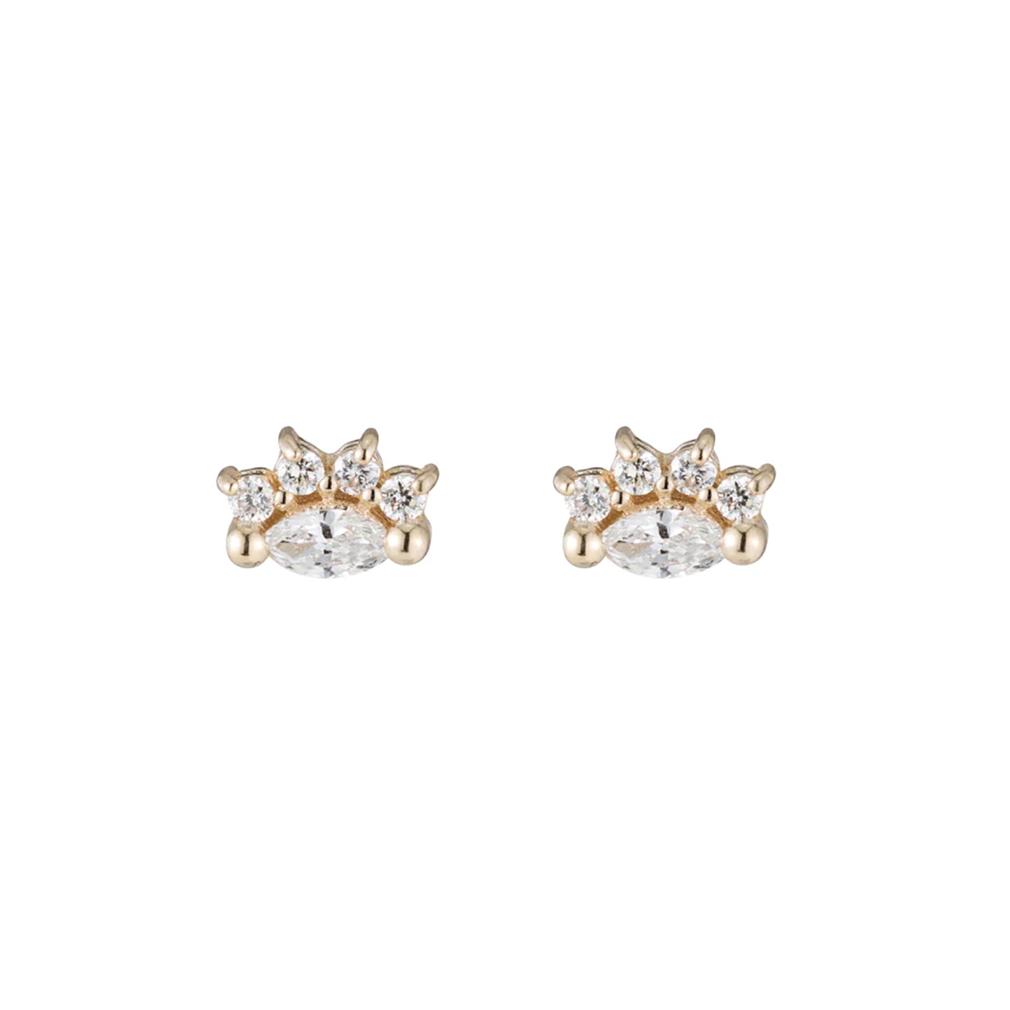 Tiny Diamond Marquise Arch Studs