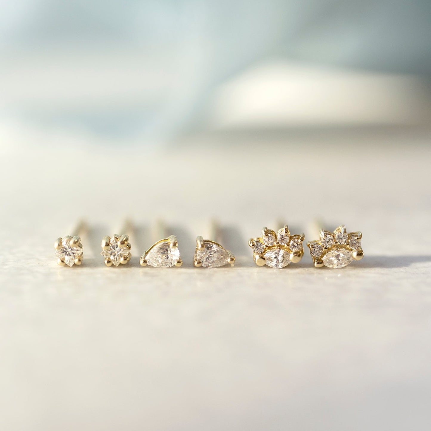 Tiny Diamond Marquise Arch Studs