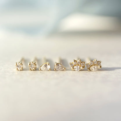 Tiny White Diamond Princess Cut Studs