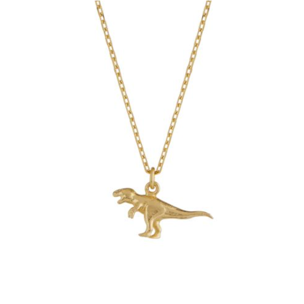 Mini Star Eye T-Rex—Black and Gold Dinosaur Necklace — Boujiesaurus Boutique