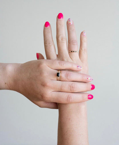 3 Black Diamond Baguette Equilibrium Ring